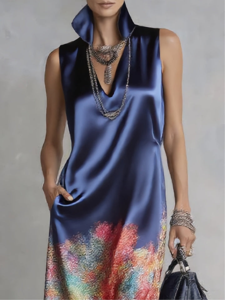 Celeste | Robe Midi Imprimée en Satin
