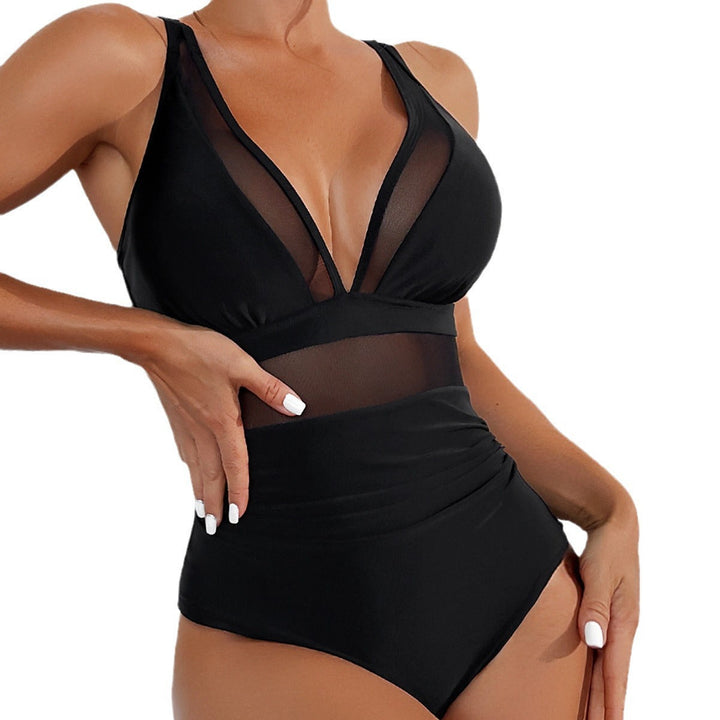 Maillot de Bain à Décolleté en V avec Bretelles Réglables et Détail Transparent