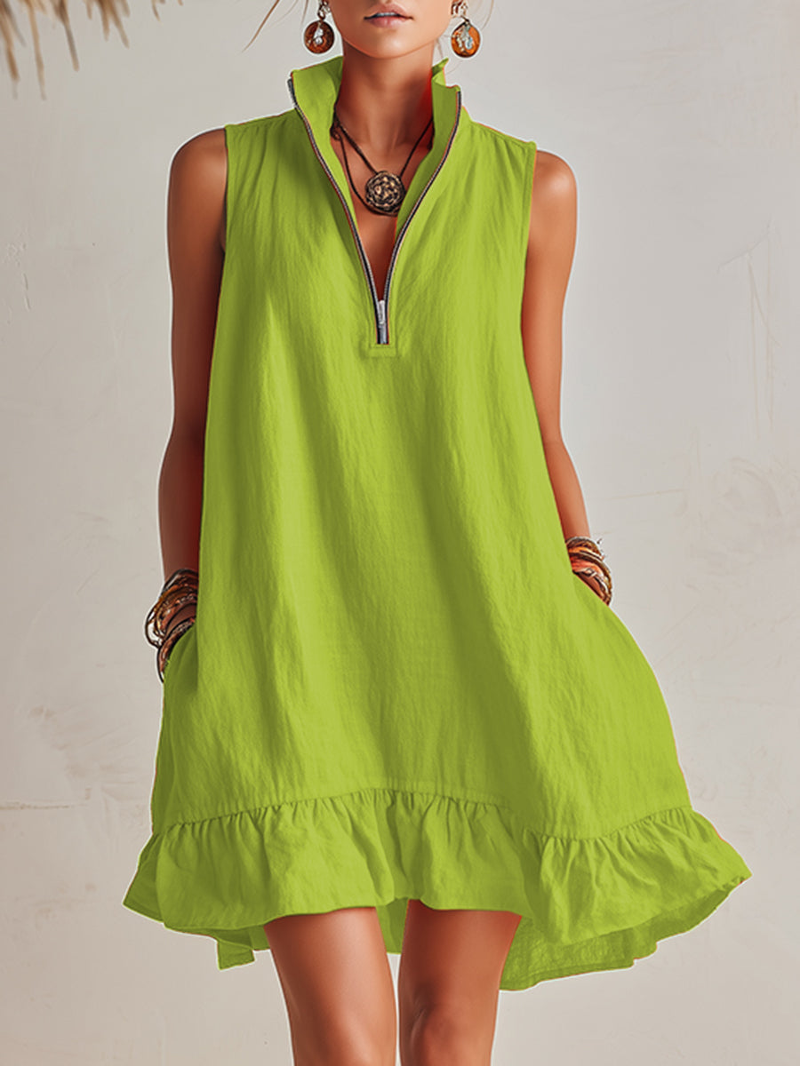 Robe Mini en Mélange Coton-Lin