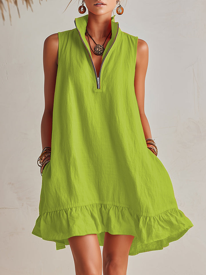Robe Mini en Mélange Coton-Lin