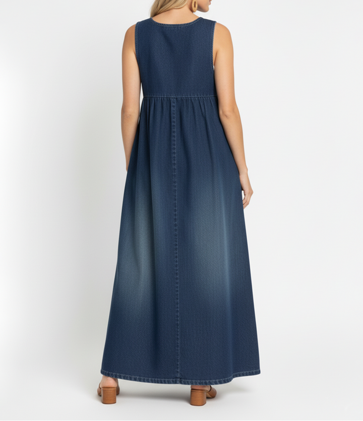 Ivy | Robe Maxi en Jean Douce et Lavée Vintage