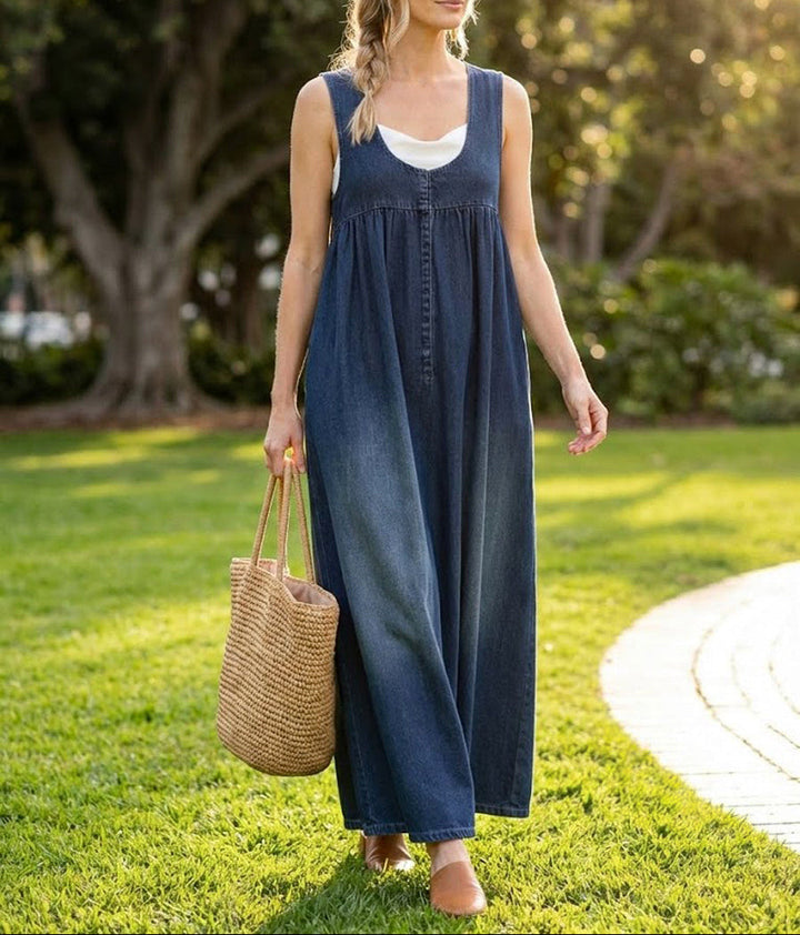 Ivy | Robe Maxi en Jean Douce et Lavée Vintage