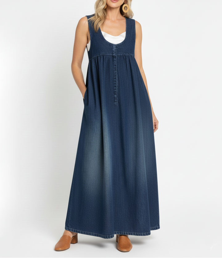 Ivy | Robe Maxi en Jean Douce et Lavée Vintage