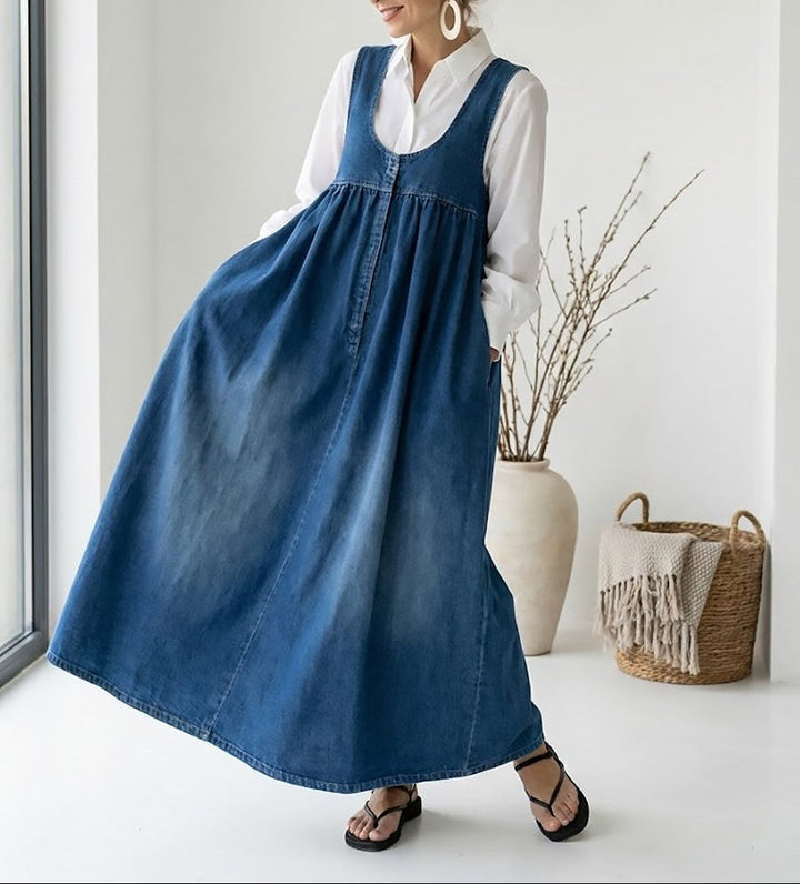 Ivy | Robe Maxi en Jean Douce et Lavée Vintage