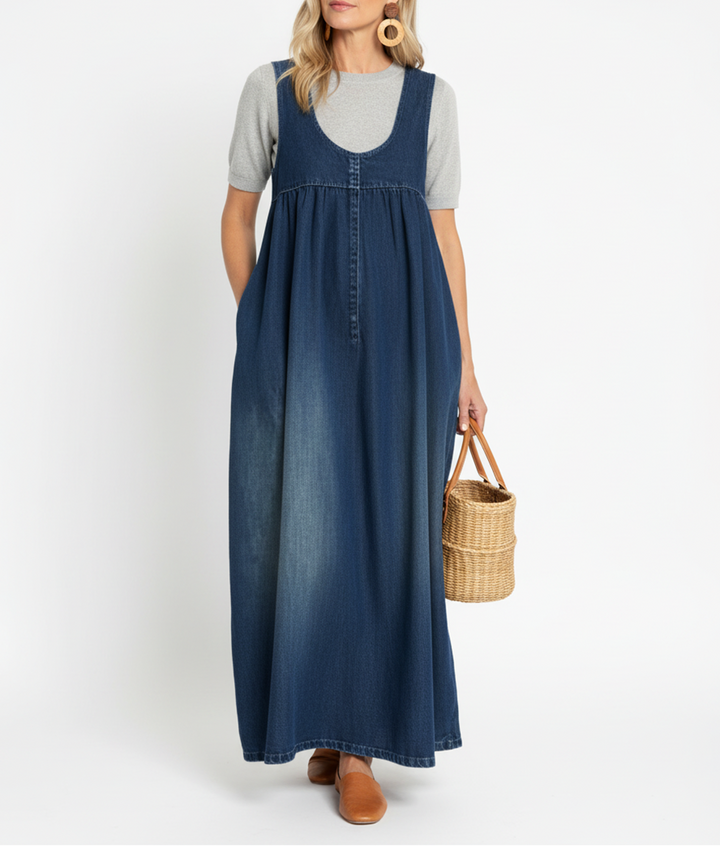 Ivy | Robe Maxi en Jean Douce et Lavée Vintage