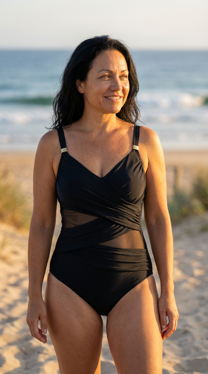 Maillot de Bain Gainant Froncé Maintien Renforcé
