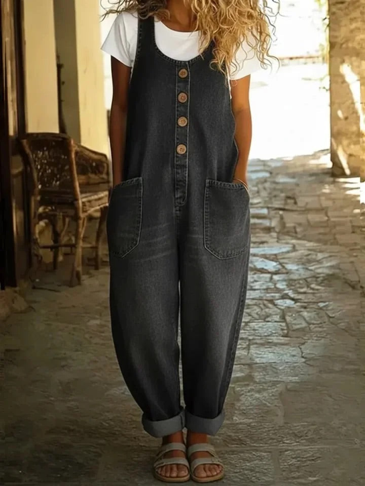 Grace | Salopette en denim coton vintage délavé