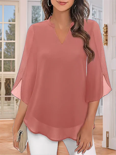 Claudia – Blouse en chiffon avec décolleté en V