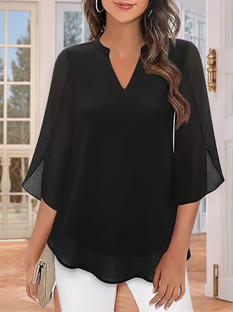 Claudia – Blouse en chiffon avec décolleté en V
