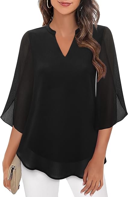 Claudia – Blouse en chiffon avec décolleté en V
