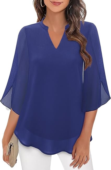 Claudia – Blouse en chiffon avec décolleté en V