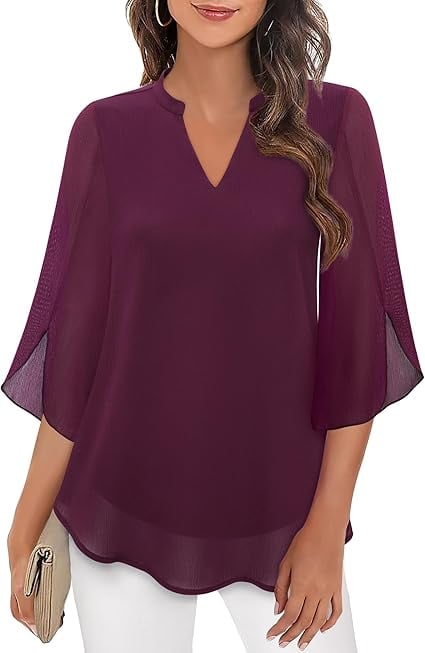 Claudia – Blouse en chiffon avec décolleté en V