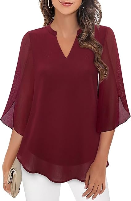 Claudia – Blouse en chiffon avec décolleté en V