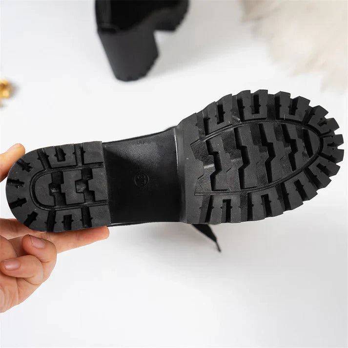 Tania - Bottines en dentelle avec talon épais