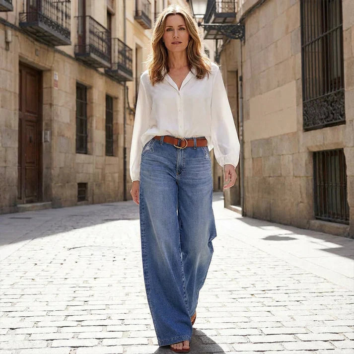 Paula – Jeans taille haute et jambe large