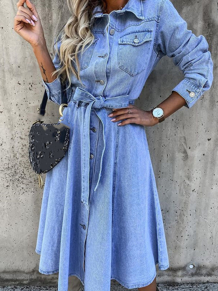 Luna | Robe en Denim à Manches Longues