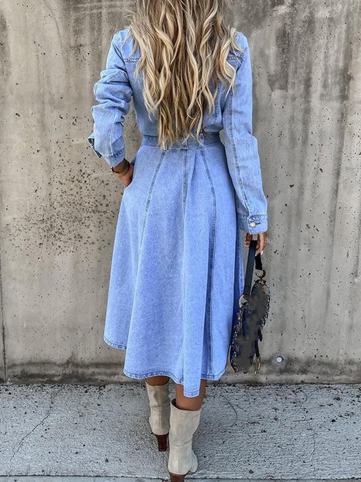 Luna | Robe en Denim à Manches Longues