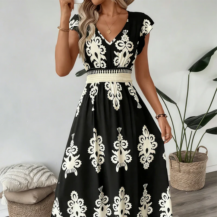 Candela - Robe maxi baroque avec décolleté en V