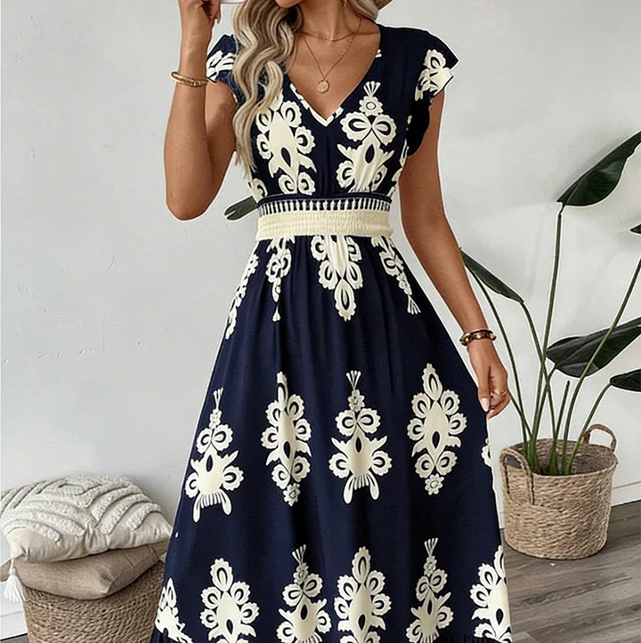 Candela - Robe maxi baroque avec décolleté en V