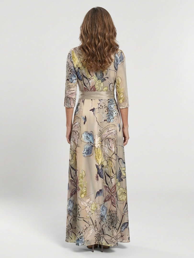 MARGARET | ROBE MAXI À MANCHES TROIS QUARTS EN FLEURS
