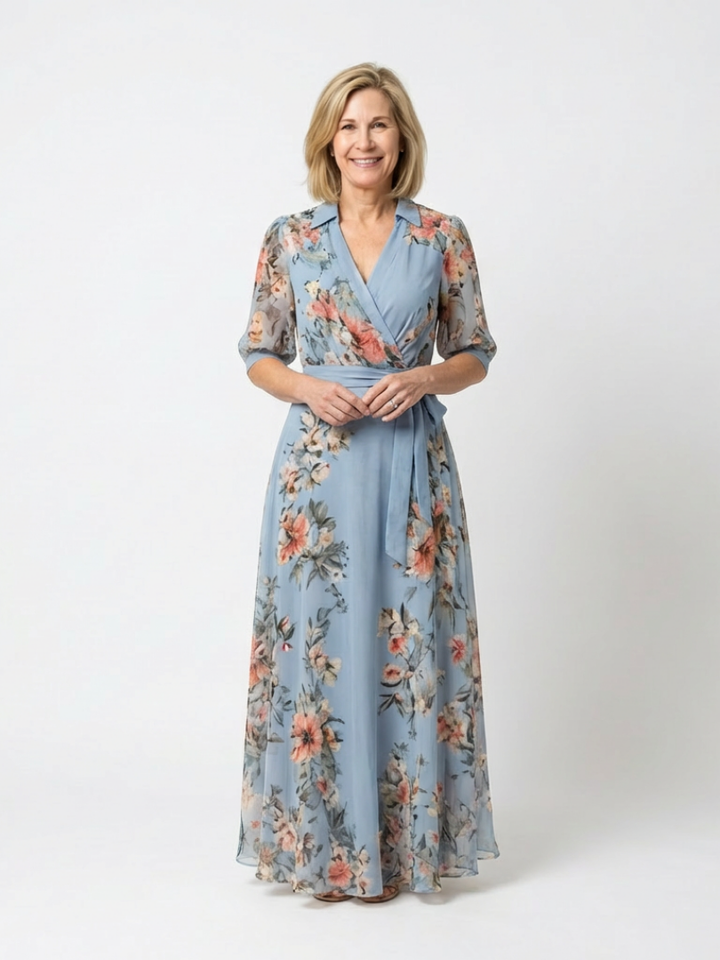ELOWEN | ROBE MAXI À ENCOLURE EN V FLORALE