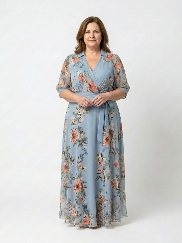 ELOWEN | ROBE MAXI À ENCOLURE EN V FLORALE