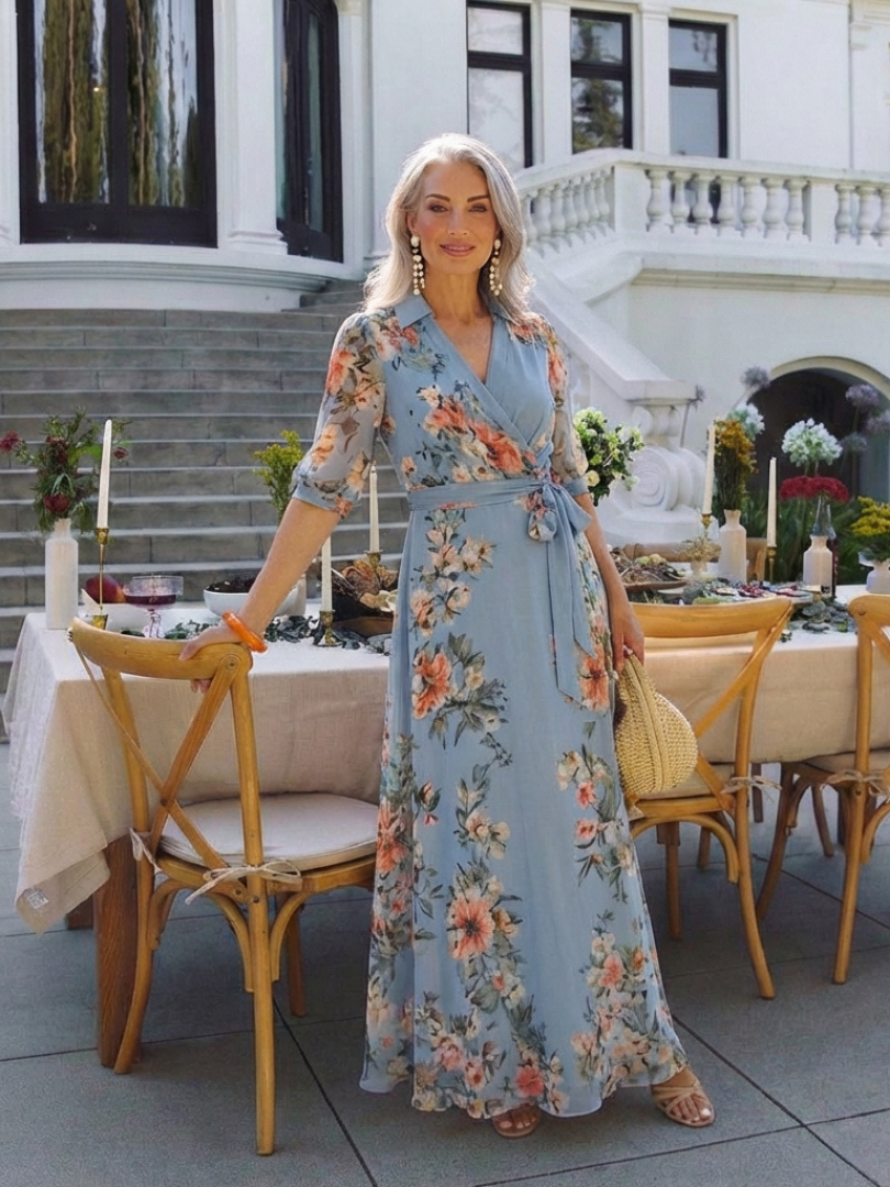 ELOWEN | ROBE MAXI À ENCOLURE EN V FLORALE