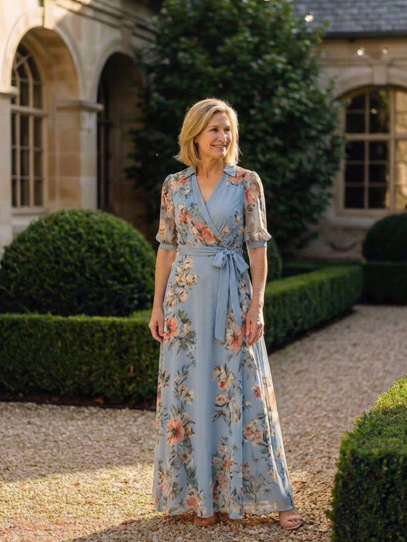 ELOWEN | ROBE MAXI À ENCOLURE EN V FLORALE