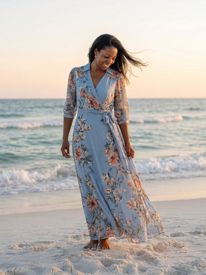 ELOWEN | ROBE MAXI À ENCOLURE EN V FLORALE