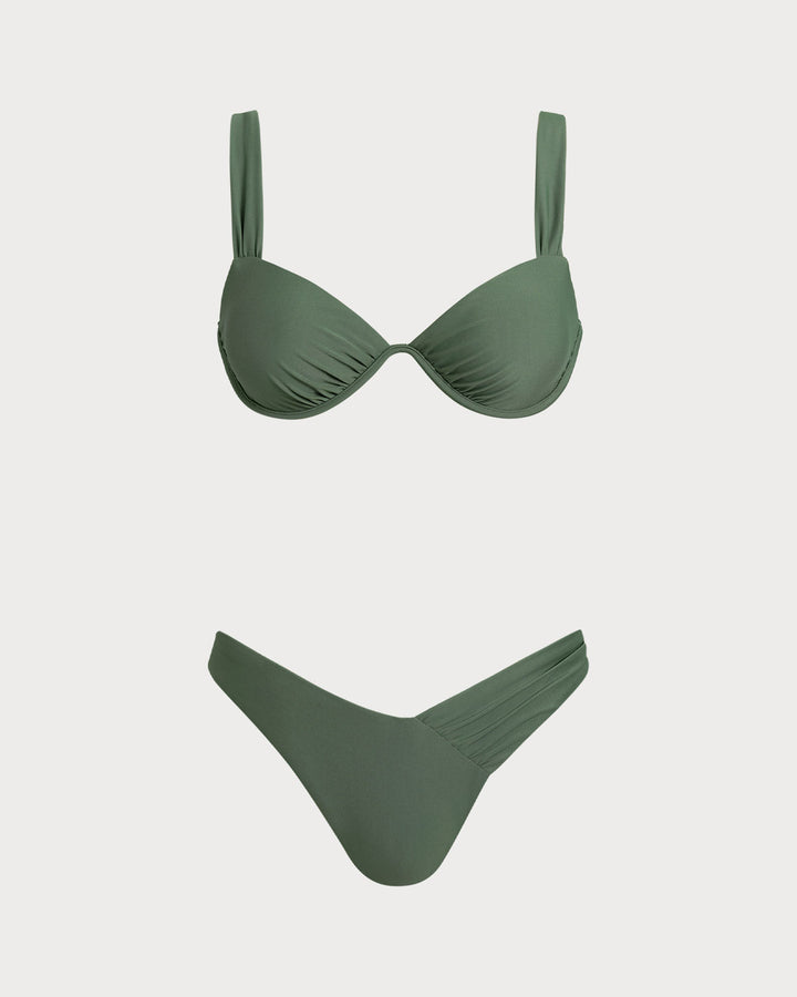 Ensembles de Bikini à Armature Vert Armée