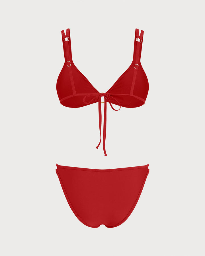 Ensemble de Bikini Triangle Rouge avec O-Ring