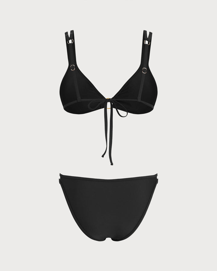 Ensemble de Bikini Triangle Noir avec O-Ring