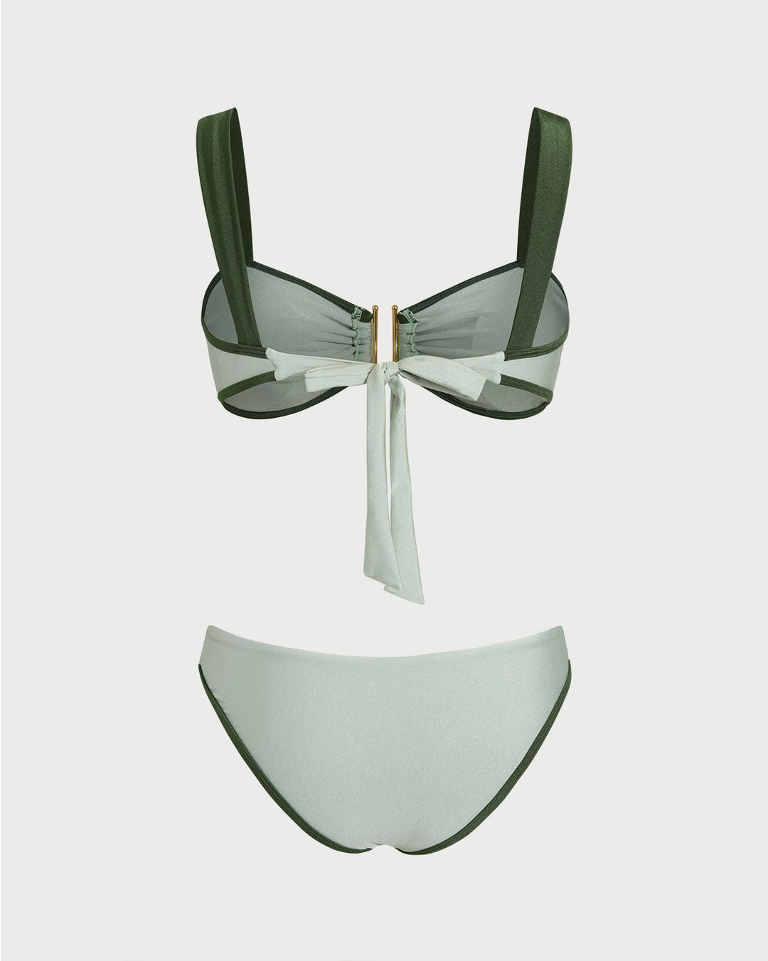 Ensemble de Bikini Bandeau Vert Contrastant