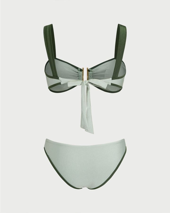 Ensemble de Bikini Bandeau Vert Contrastant