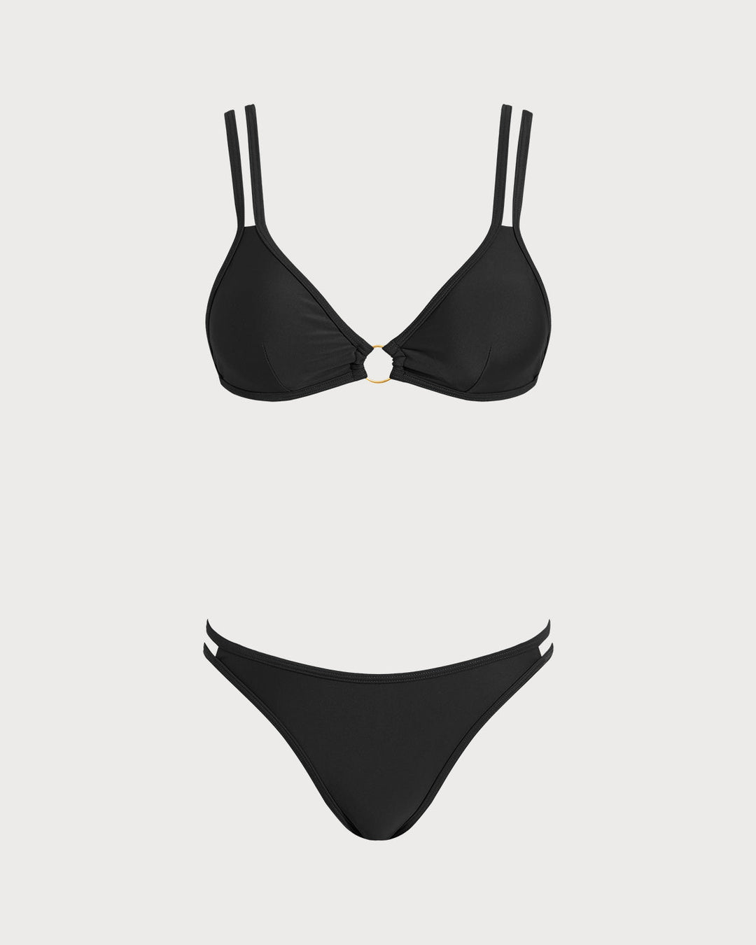 Ensemble de Bikini Triangle Noir avec O-Ring