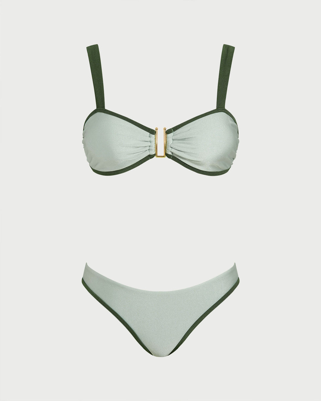 Ensemble de Bikini Bandeau Vert Contrastant