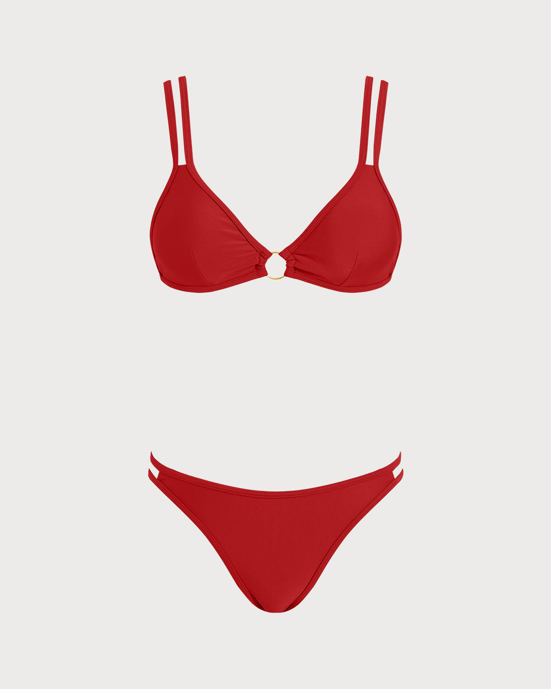 Ensemble de Bikini Triangle Rouge avec O-Ring