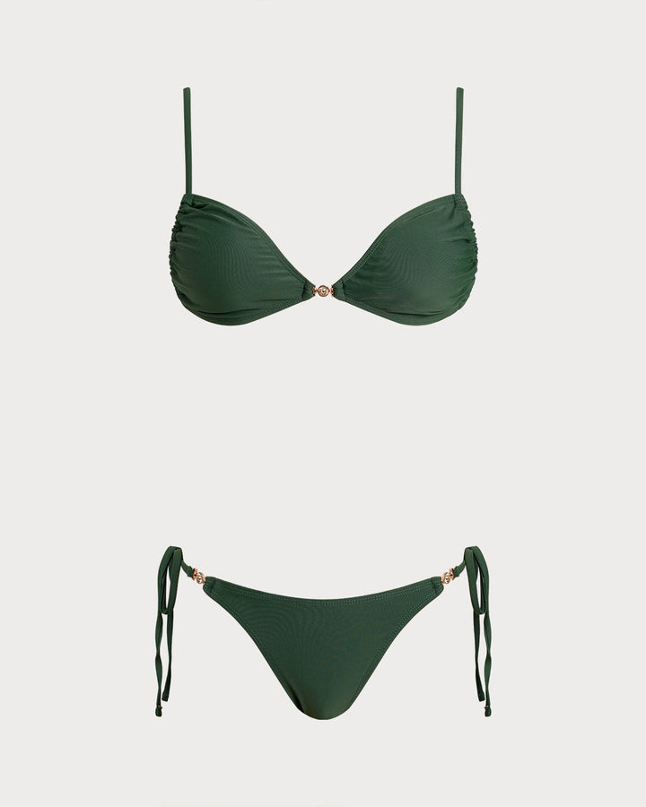 Ensembles de bikini à cordon de serrage triangle vert