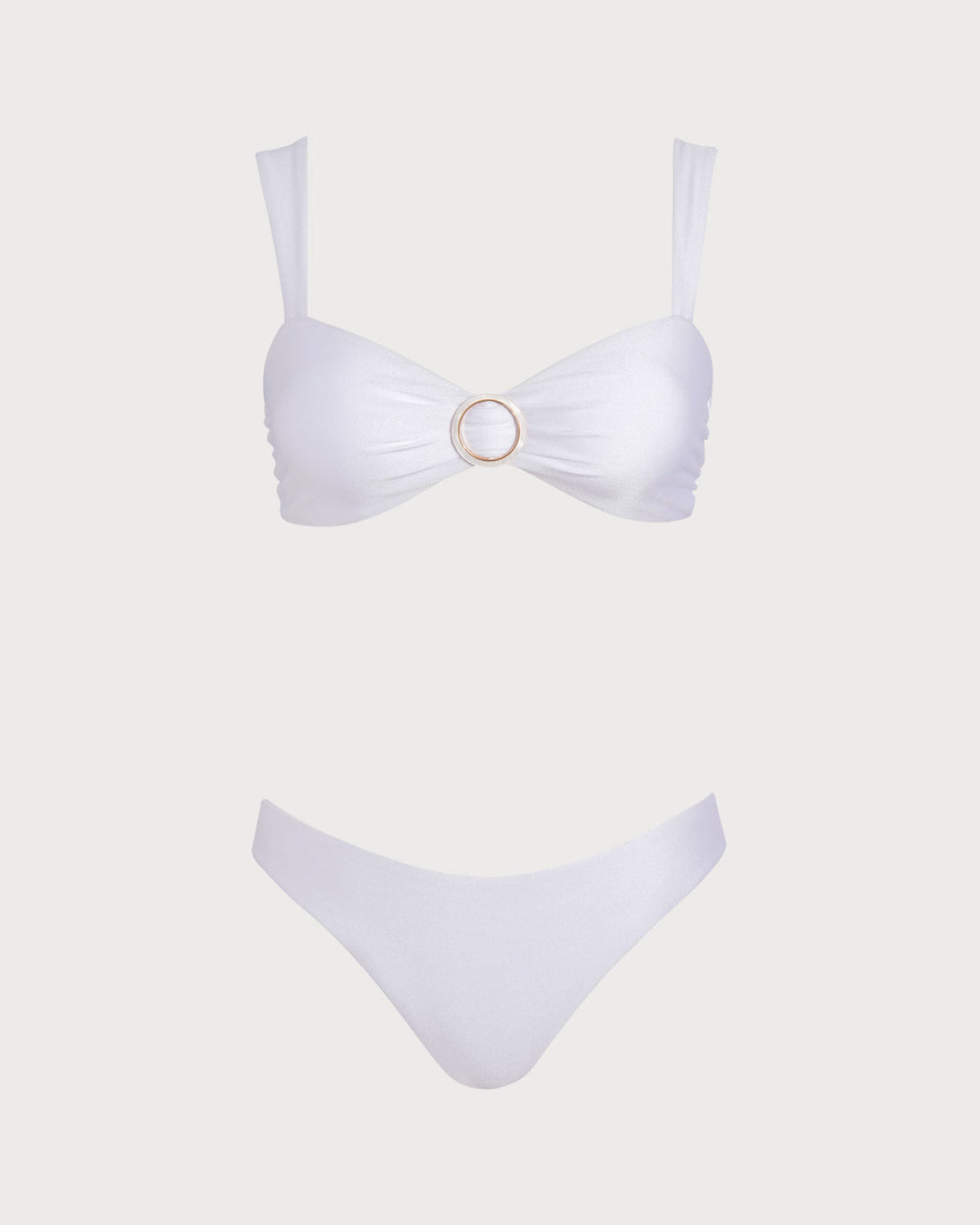 Ensembles de bikini à cordon de serrage blanc à décolleté en cœur