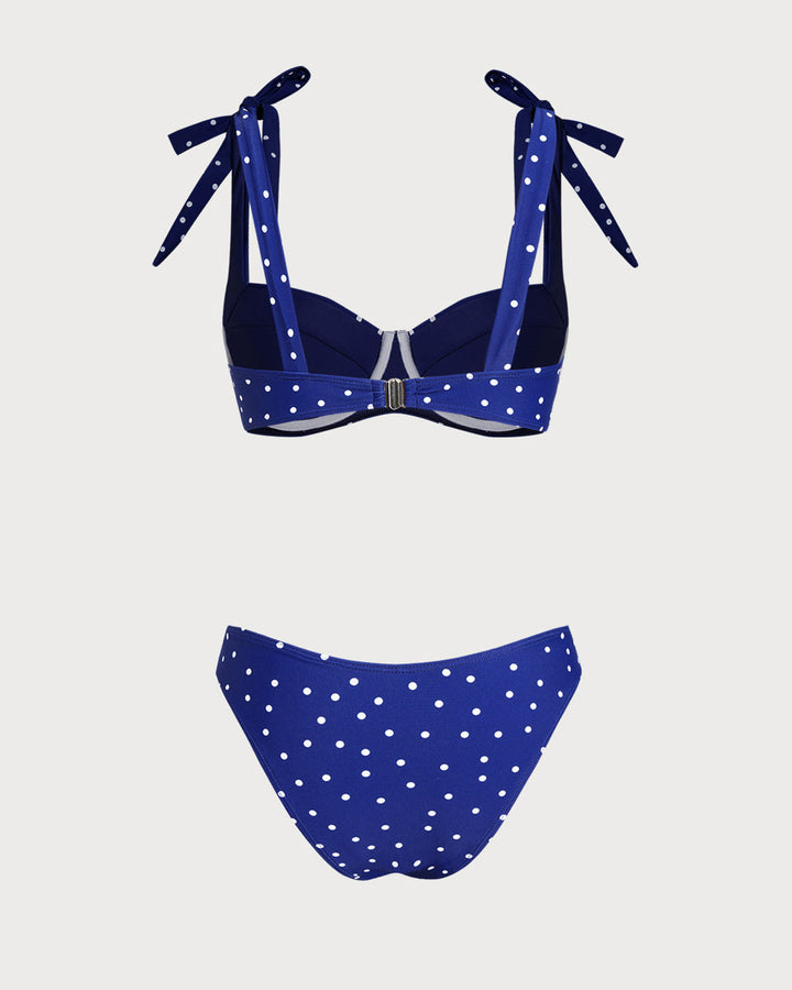 Ensembles de Bikini à Armatures à Pois avec Nœud Papillon Bleu