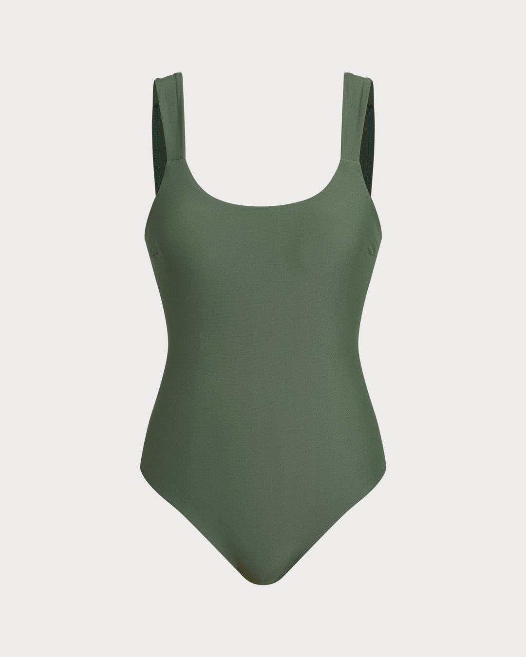 Maillot de bain une pièce vert à décolleté en U avec contrôle du ventre