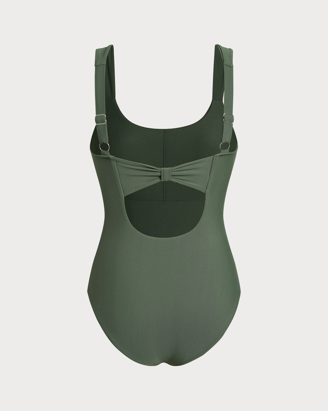 Maillot de bain une pièce vert à décolleté en U avec contrôle du ventre