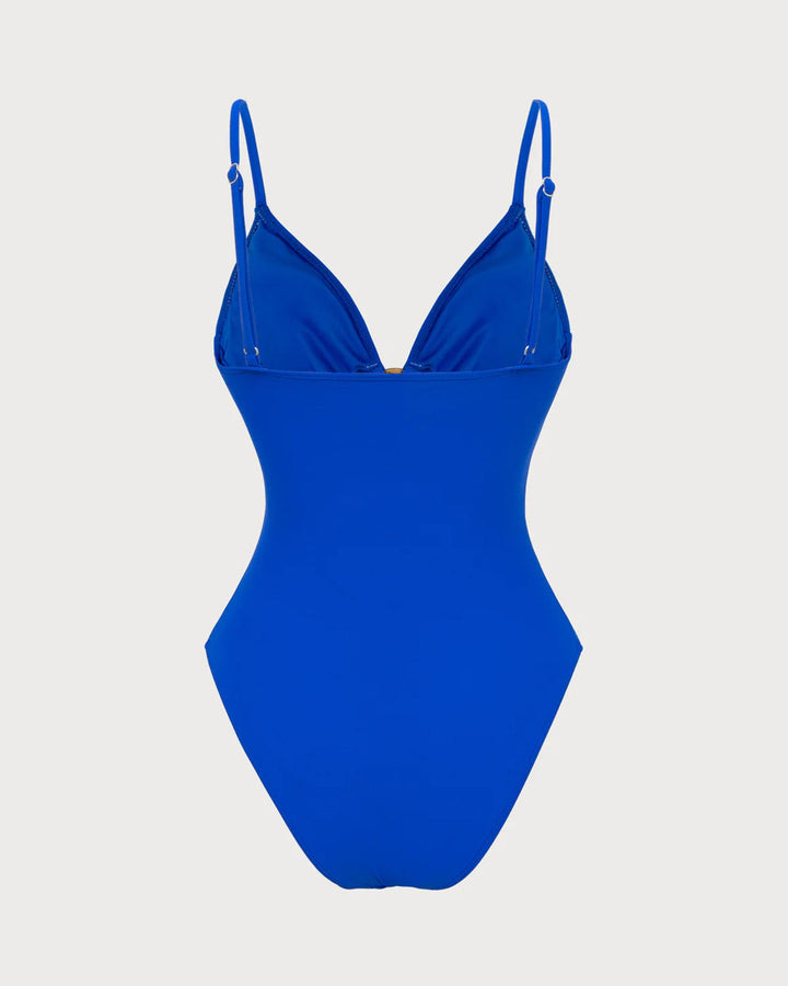 Maillot de bain une pièce découpé en O-ring bleu