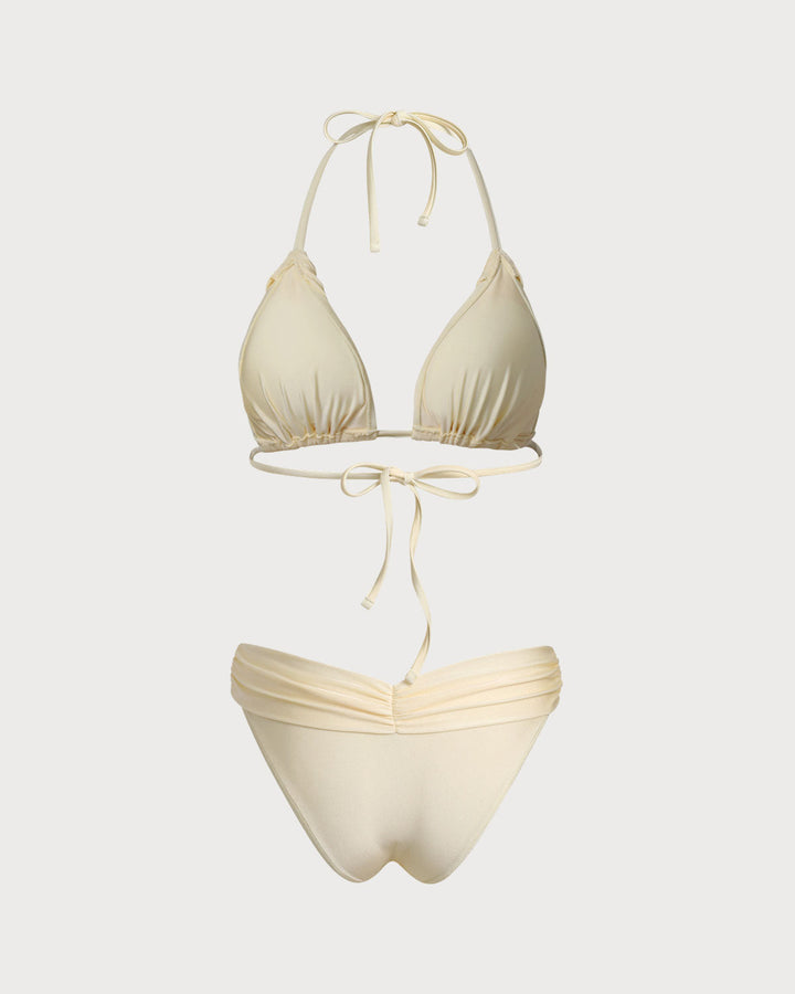 Ensemble de Bikini Jaune à Volants
