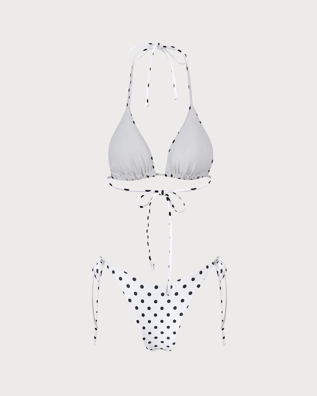 Ensemble de Bikini Triangle à Pois Blancs