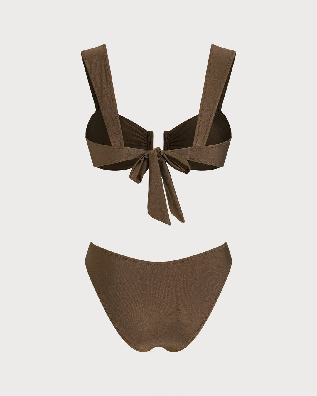 Ensemble de Bikini à Cordon Découpé Marron