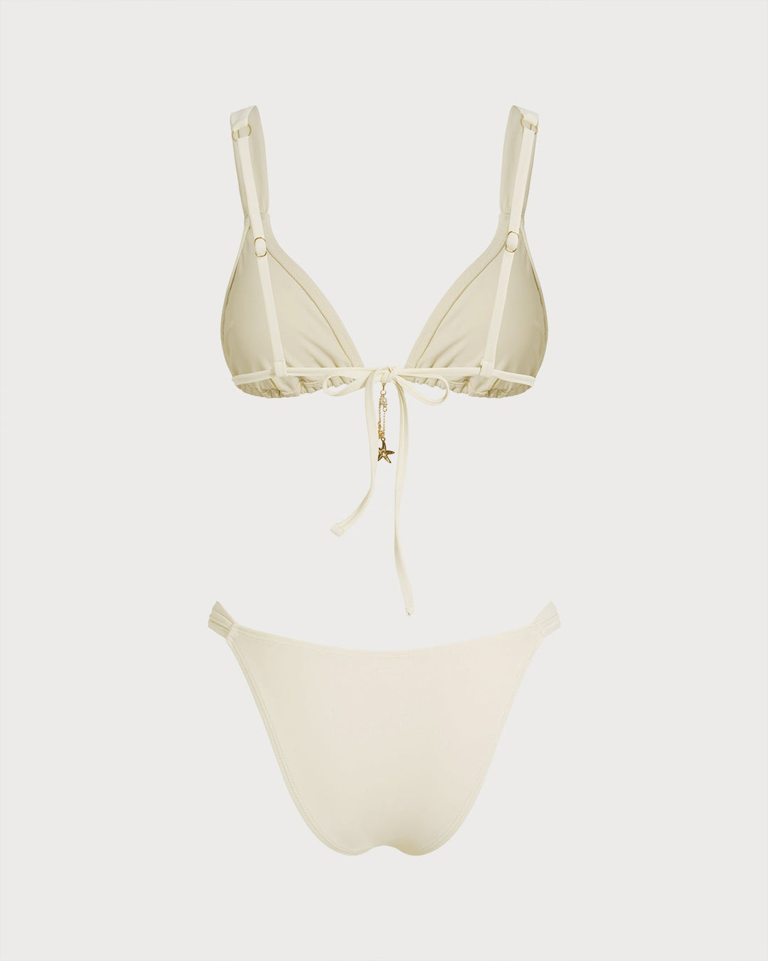 Ensemble de Bikini Triangle à Cordon Off White