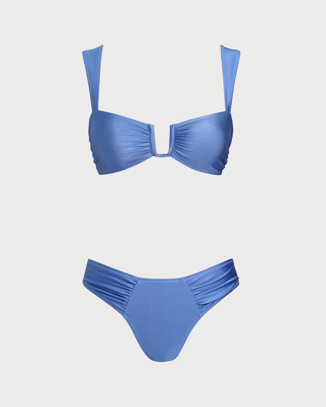 Ensemble de Bikini Triangle Bleu à Haute Élasthicité