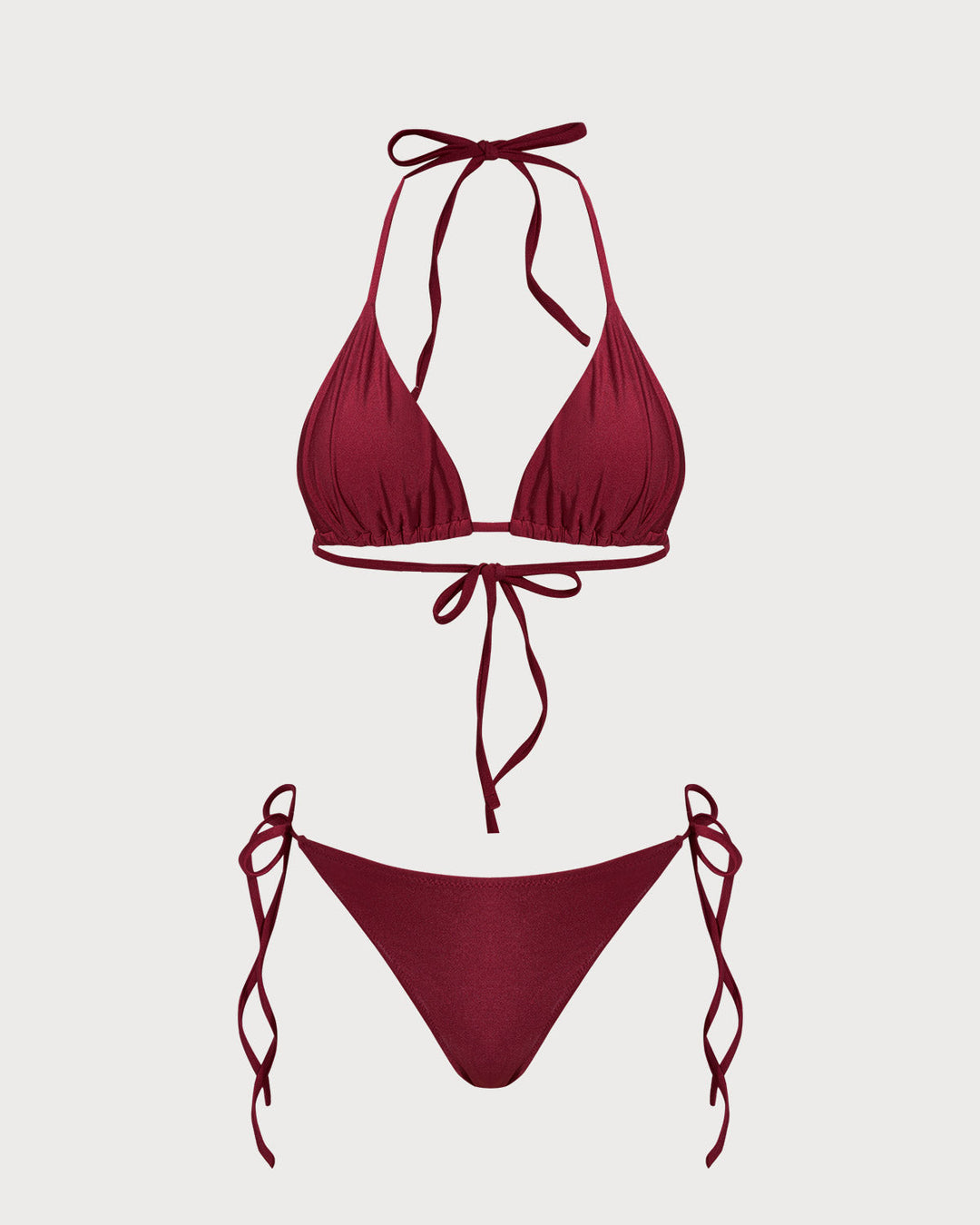 Ensemble de Bikini à Cordon Rouge en Forme de Triangle