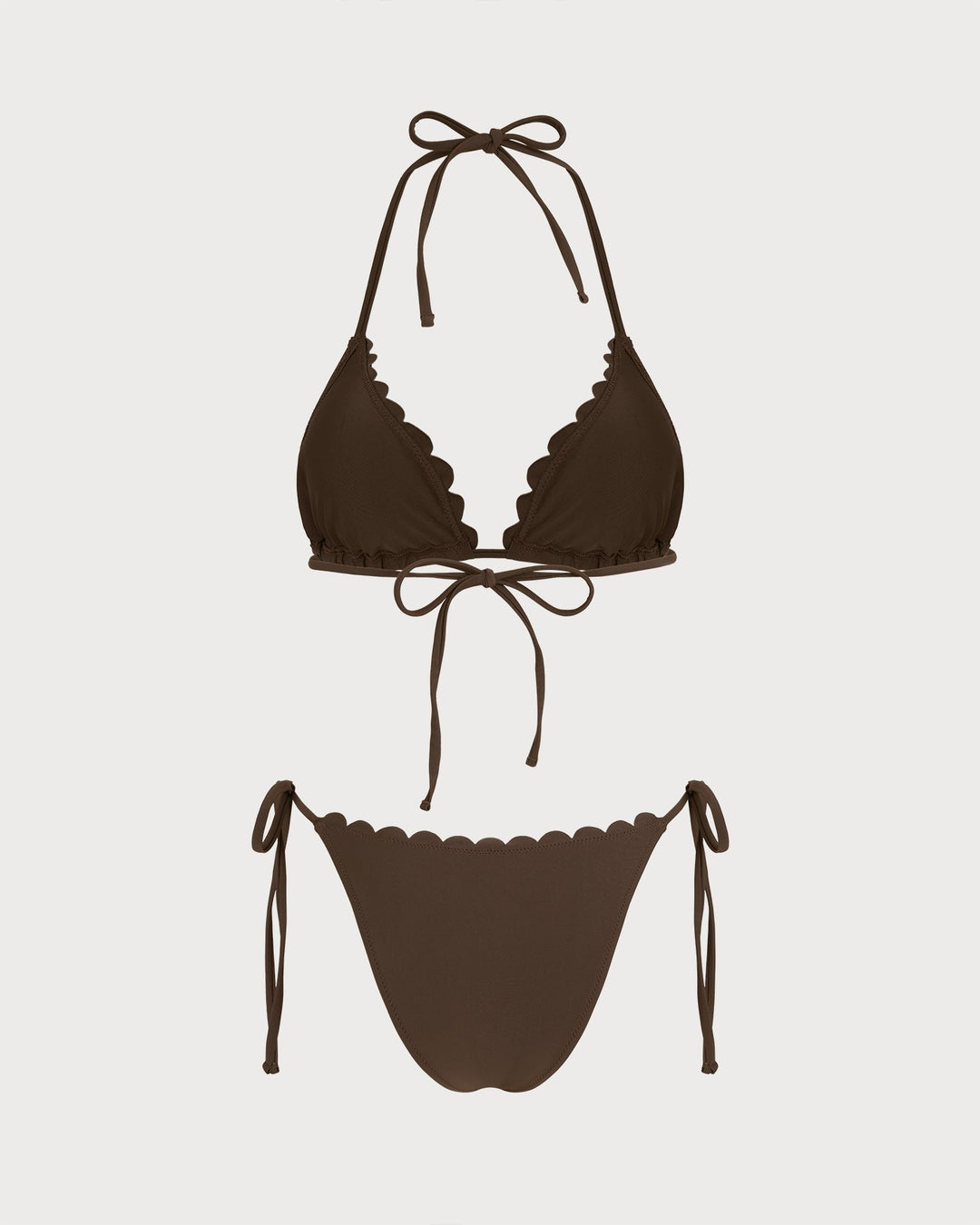 Ensemble de Bikini Brodé Halter Café